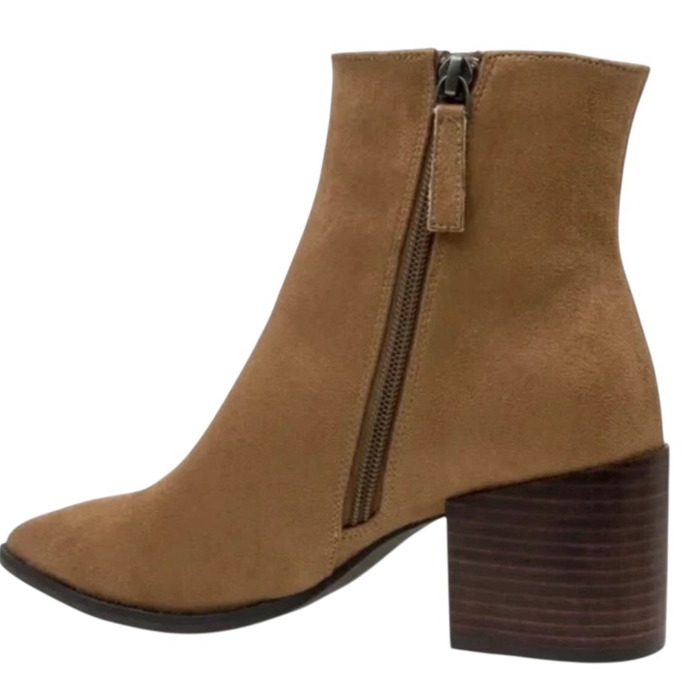 LINEA PAOLO Women's Light Tan Suede Sadie Block Heel Bootie Classic Size 12 - Picture 3 of 9